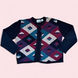 Vintage Colorful Geometric Pattern Women’s Cardigan